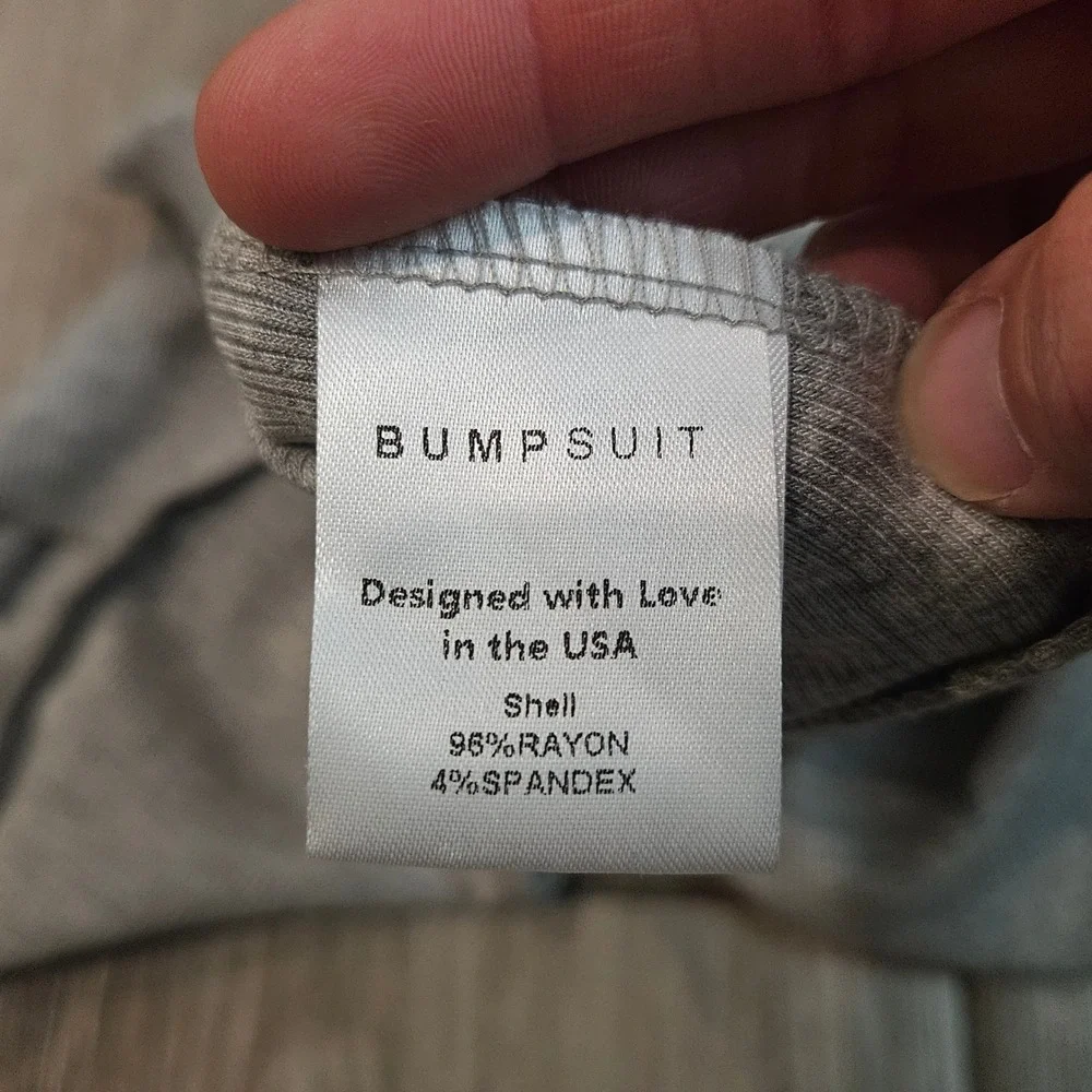 Bumpsuit Long Sleeve Maxi Dress Size M Grey Ribbed‎ Bodycon Stretch Maternity